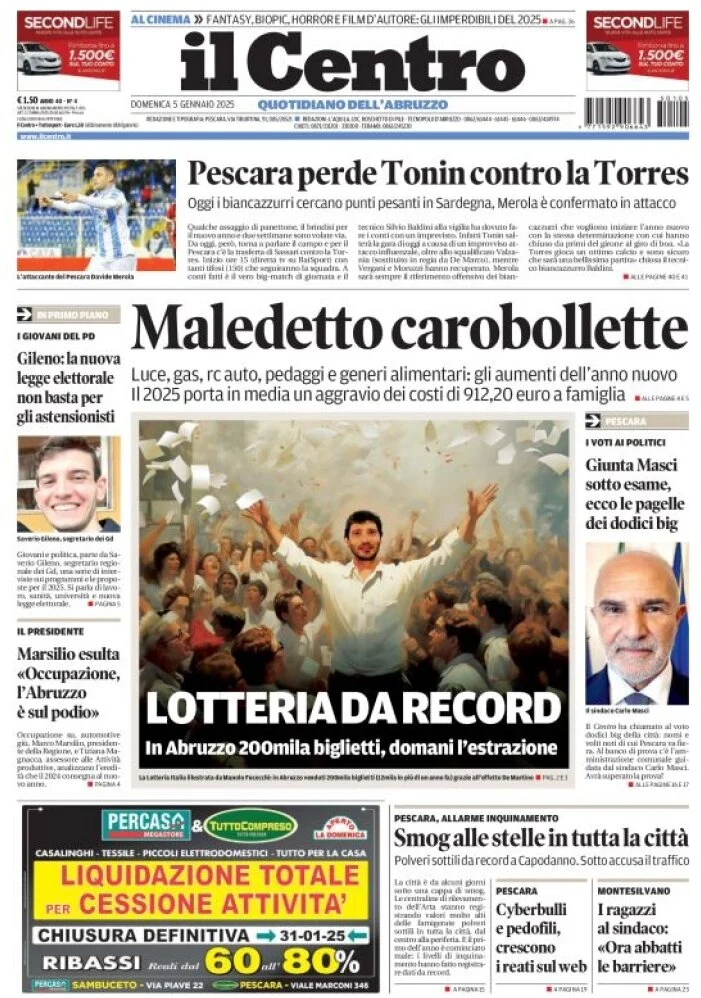 anteprima della prima pagina di il-centro-pescara del 05/01/2025