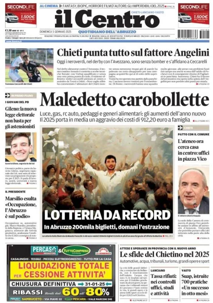 anteprima della prima pagina di il-centro-chieti del 05/01/2025