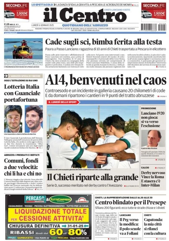 anteprima della prima pagina di il-centro-chieti del 06/01/2025