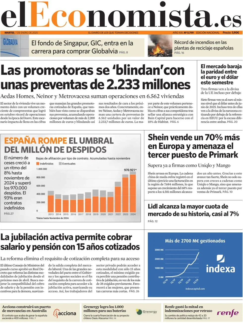 anteprima della prima pagina di el-economista del 07/01/2025