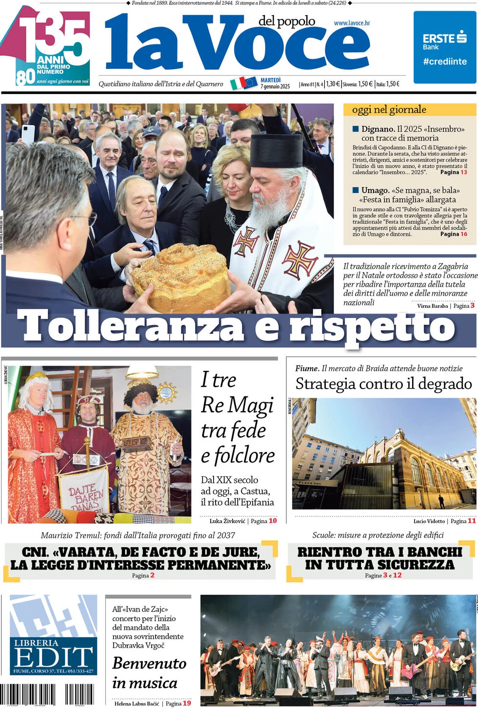 anteprima della prima pagina di la-voce-del-popolo del 07/01/2025