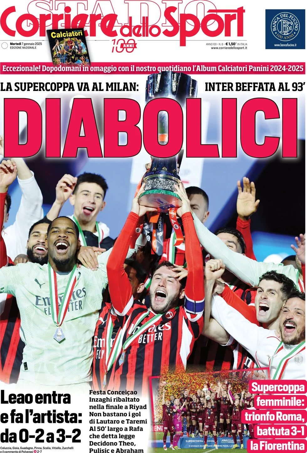 anteprima della prima pagina di corriere-dello-sport del 07/01/2025