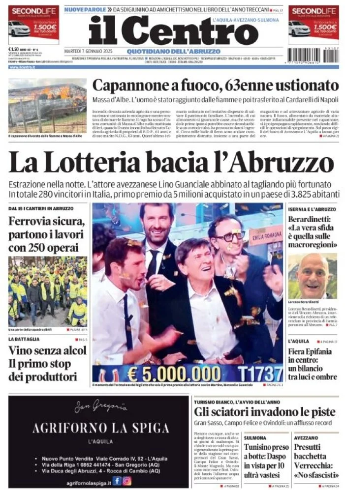 anteprima della prima pagina di il-centro-laquila del 07/01/2025
