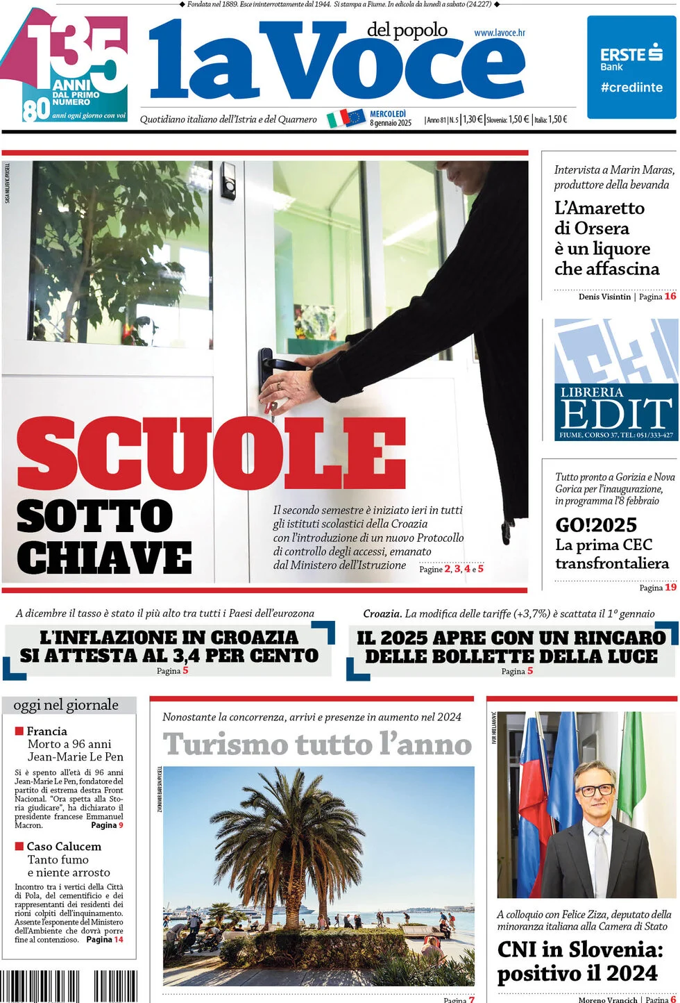 anteprima della prima pagina di la-voce-del-popolo del 08/01/2025