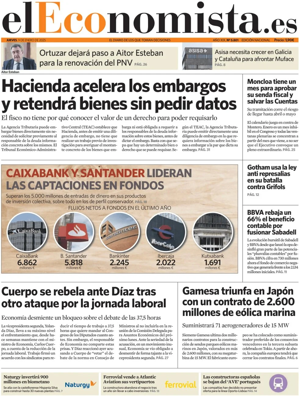anteprima della prima pagina di el-economista del 09/01/2025