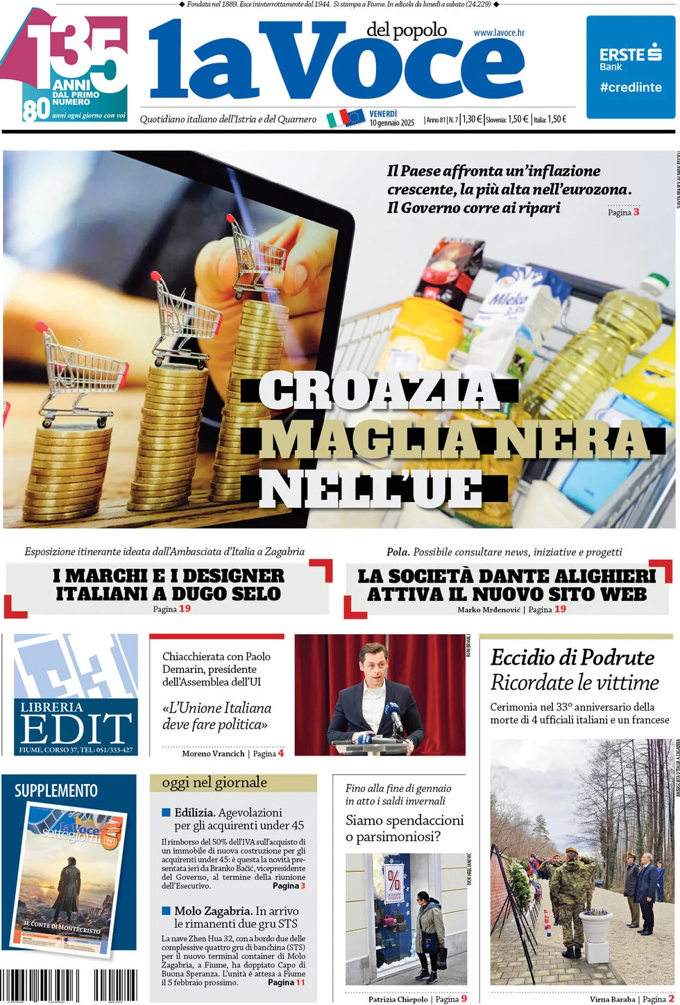 anteprima della prima pagina di la-voce-del-popolo del 10/01/2025