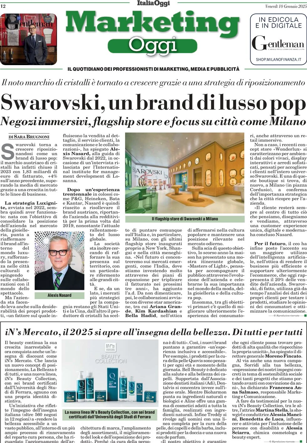 anteprima della prima pagina di marketing-oggi del 10/01/2025