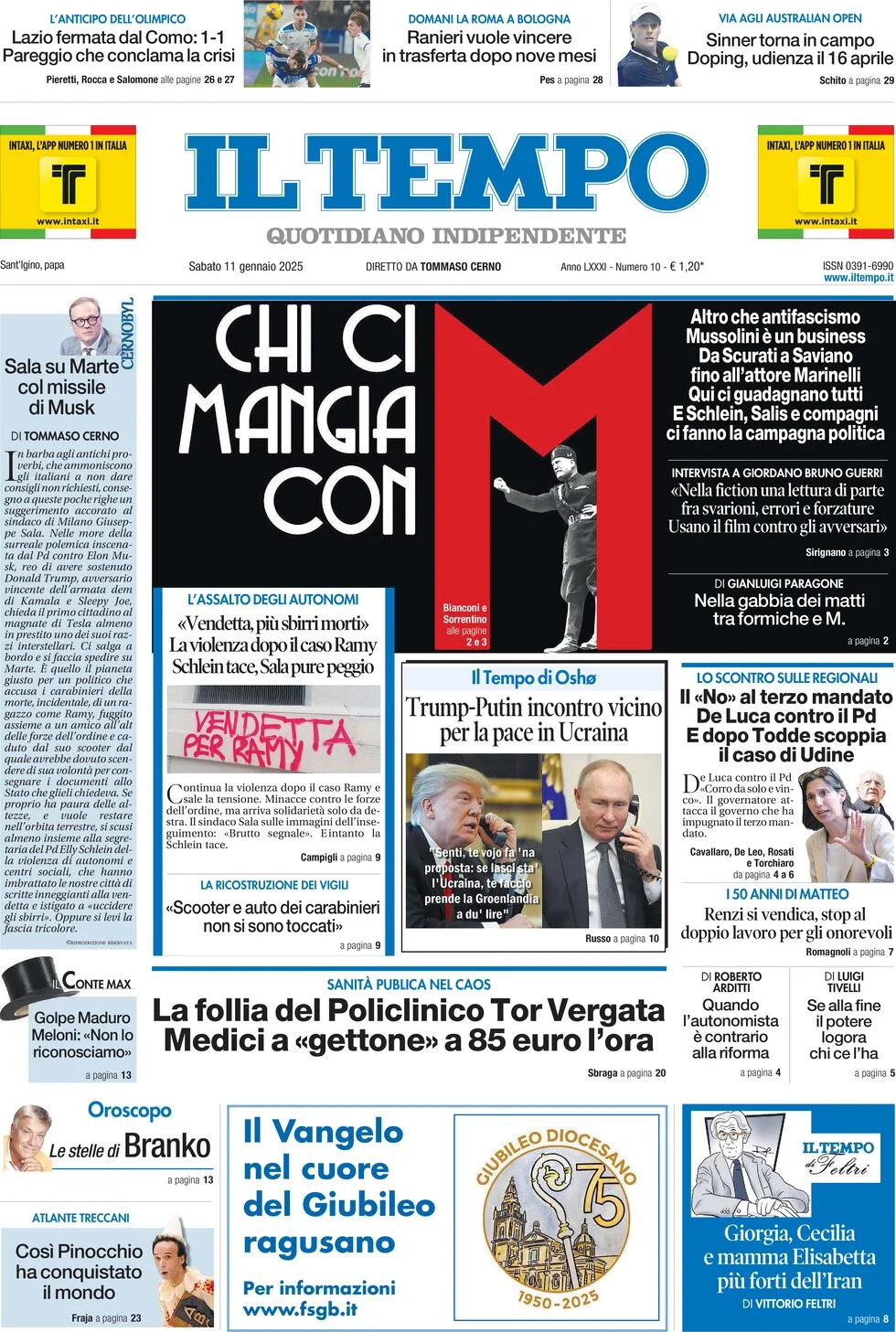 anteprima della prima pagina di il-tempo del 11/01/2025
