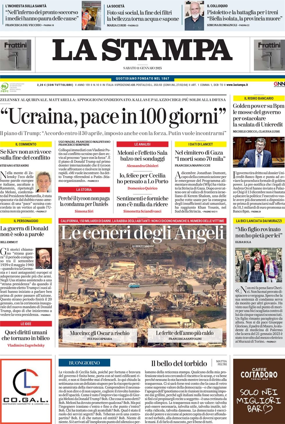 anteprima della prima pagina di la-stampa del 11/01/2025