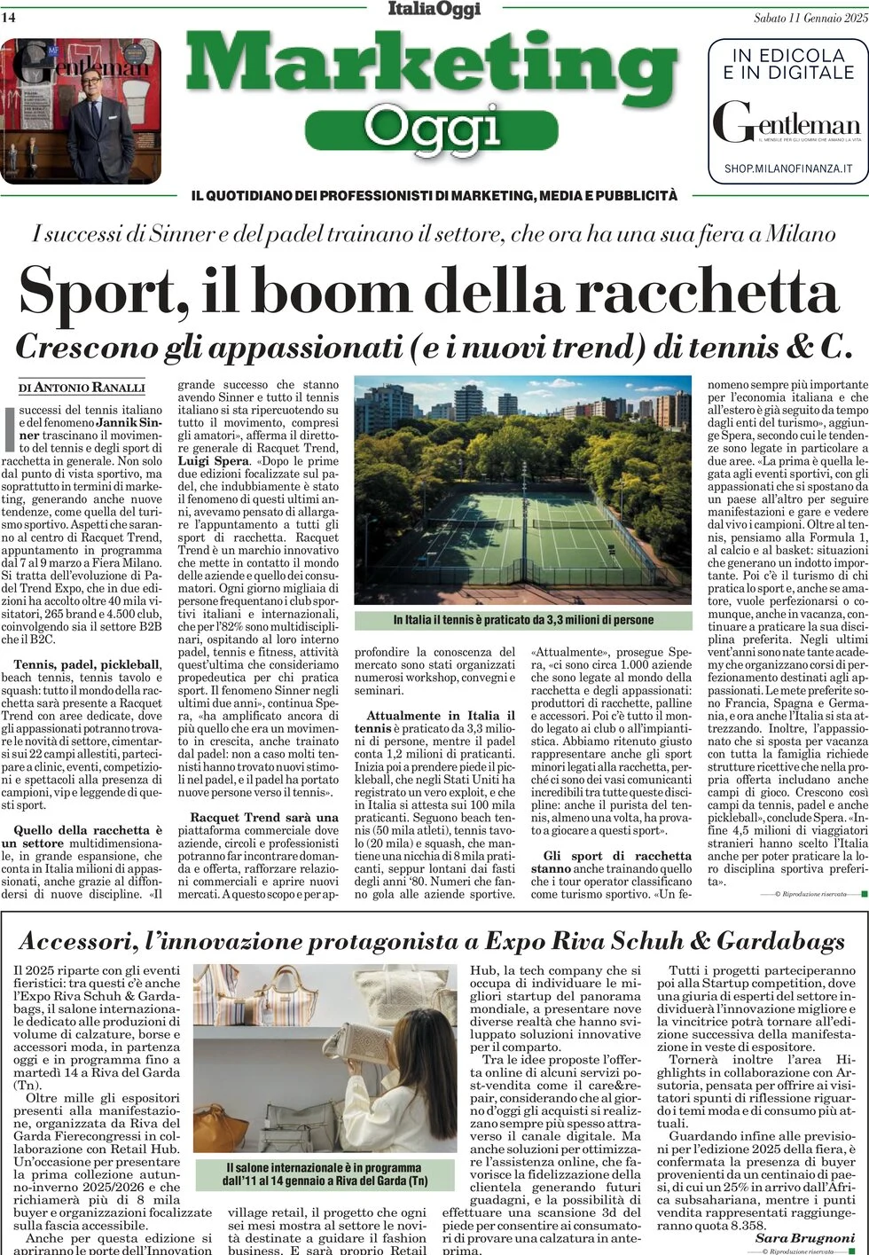 anteprima della prima pagina di marketing-oggi del 11/01/2025
