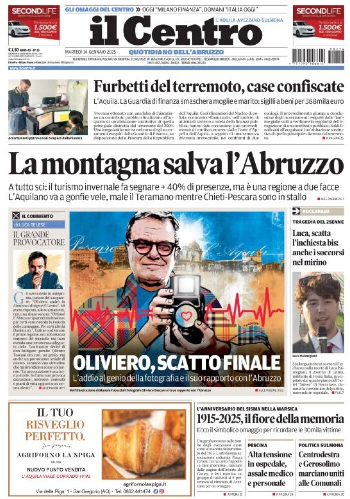 anteprima della prima pagina di il-centro-laquila del 14/01/2025