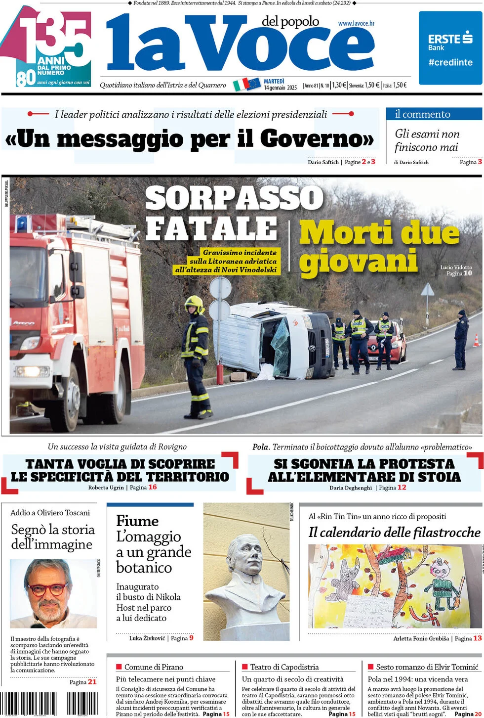 anteprima della prima pagina di la-voce-del-popolo del 14/01/2025