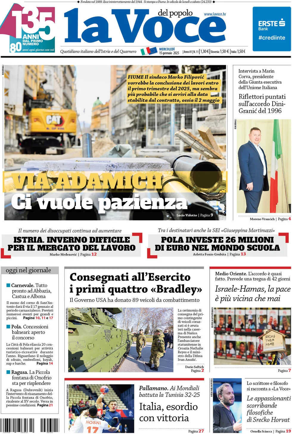 anteprima della prima pagina di la-voce-del-popolo del 15/01/2025