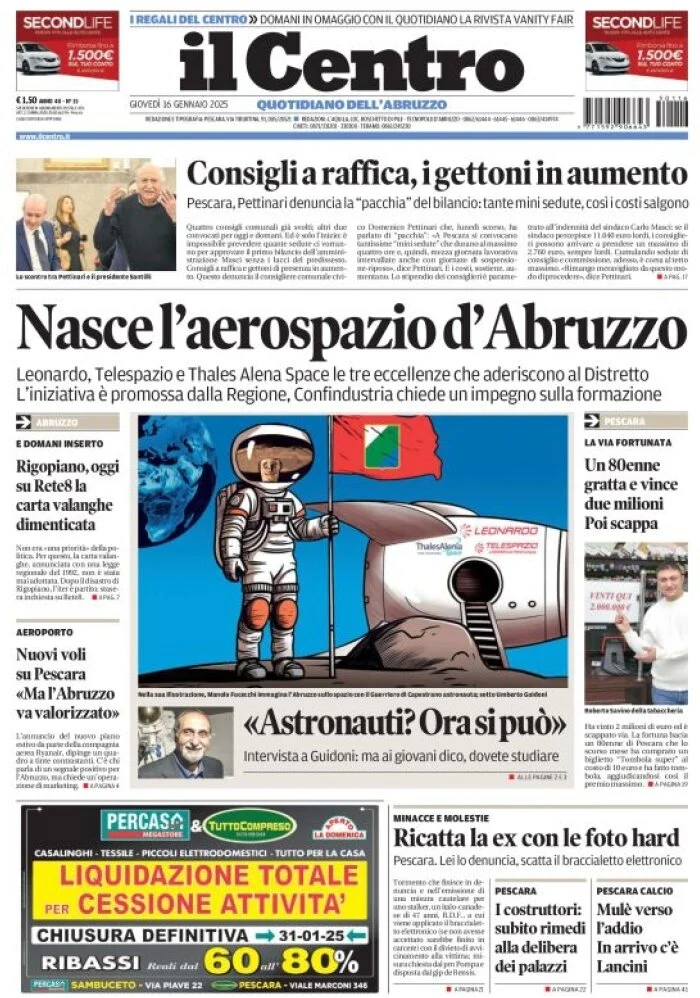anteprima della prima pagina di il-centro-pescara del 16/01/2025