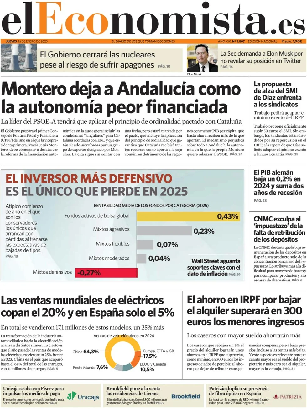 anteprima della prima pagina di el-economista del 16/01/2025