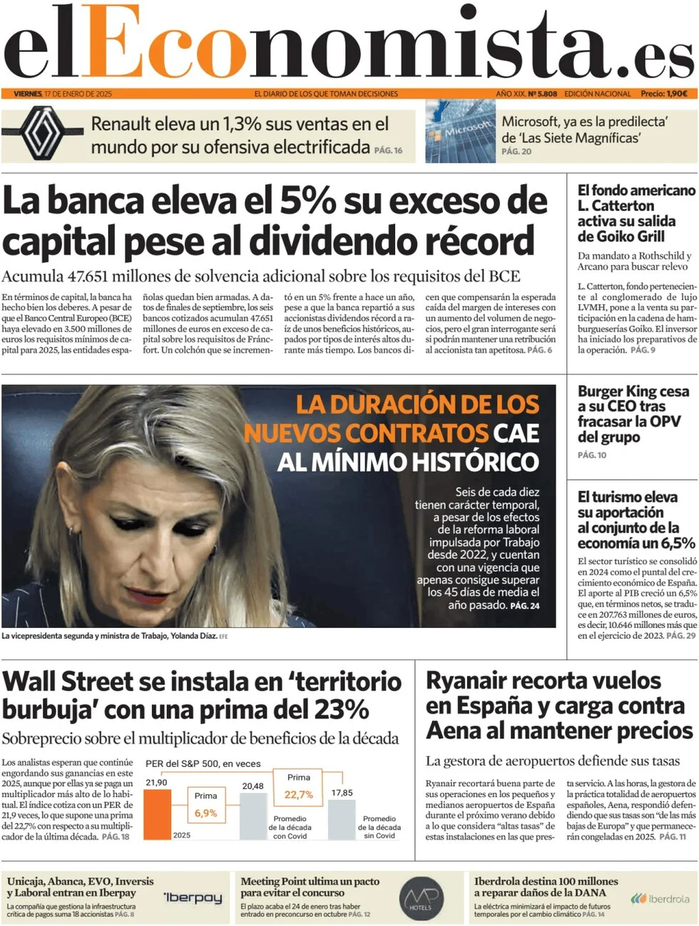 anteprima della prima pagina di el-economista del 17/01/2025