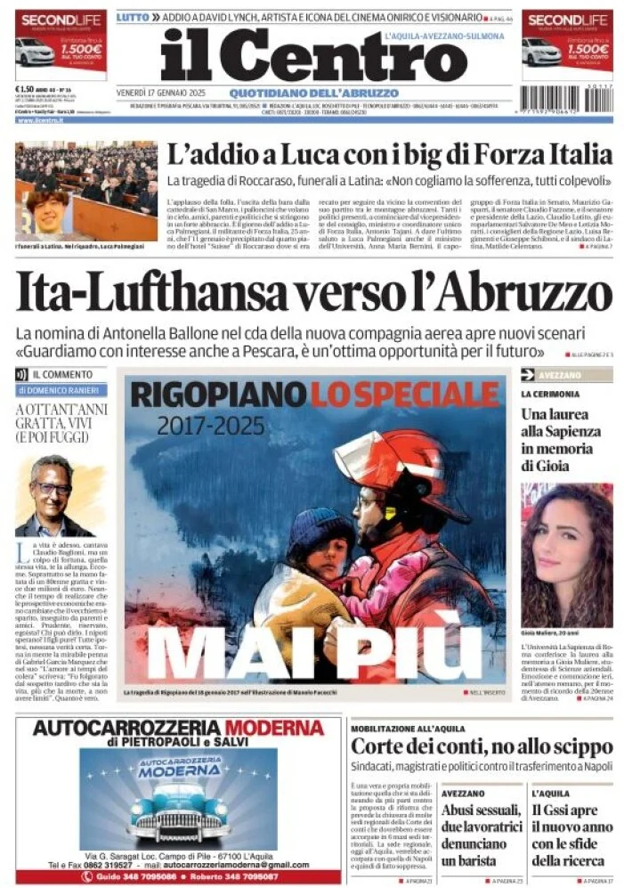 anteprima della prima pagina di il-centro-laquila del 17/01/2025