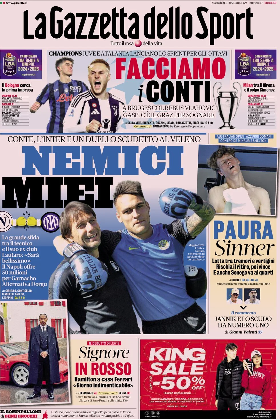 anteprima della prima pagina di la-gazzetta-dello-sport del 21/01/2025