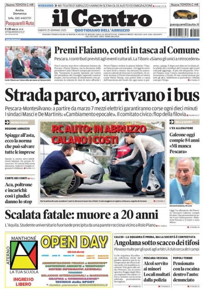 anteprima della prima pagina di il-centro-pescara del 25/01/2025