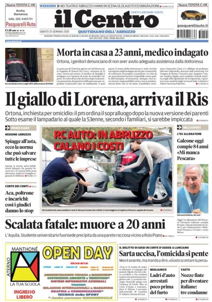 anteprima della prima pagina di il-centro-chieti del 25/01/2025