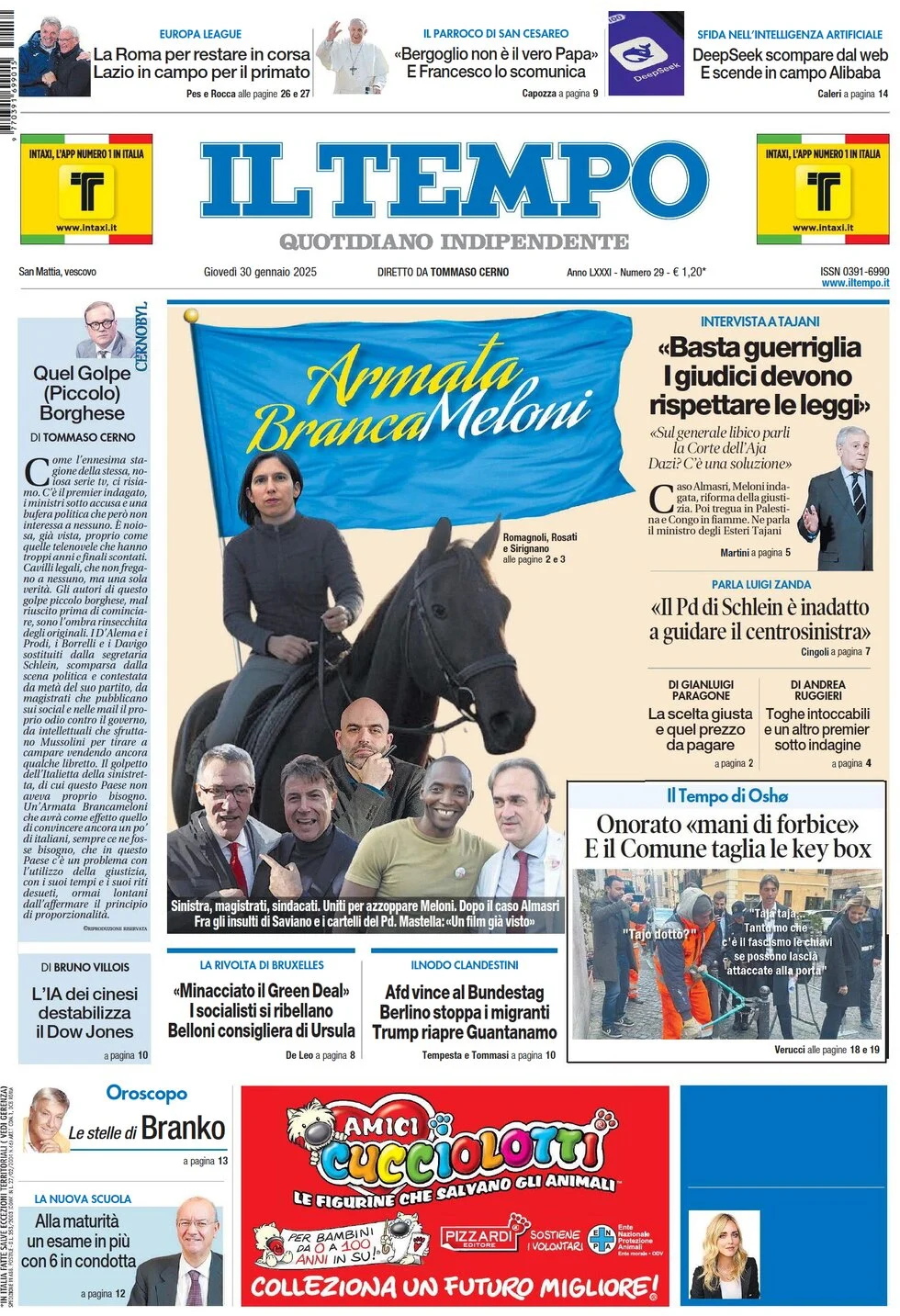 anteprima della prima pagina di il-tempo del 30/01/2025