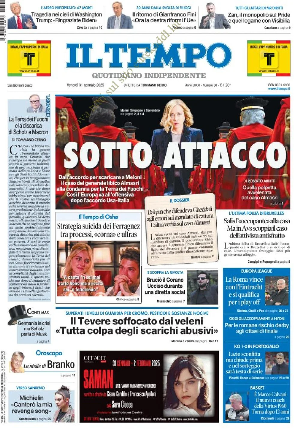 anteprima della prima pagina di il-tempo del 31/01/2025