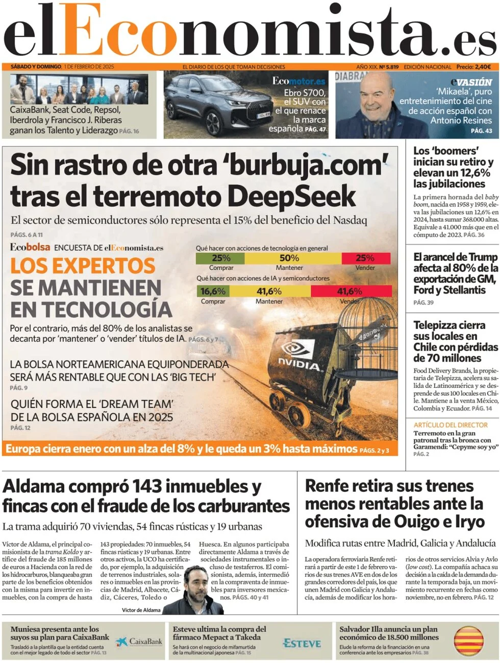anteprima della prima pagina di el-economista del 01/02/2025