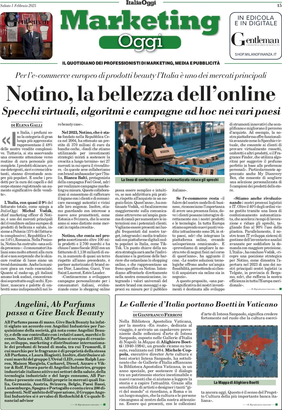 anteprima della prima pagina di marketing-oggi del 01/02/2025