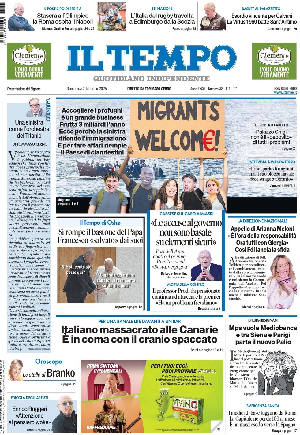 anteprima della prima pagina di il-tempo del 02/02/2025