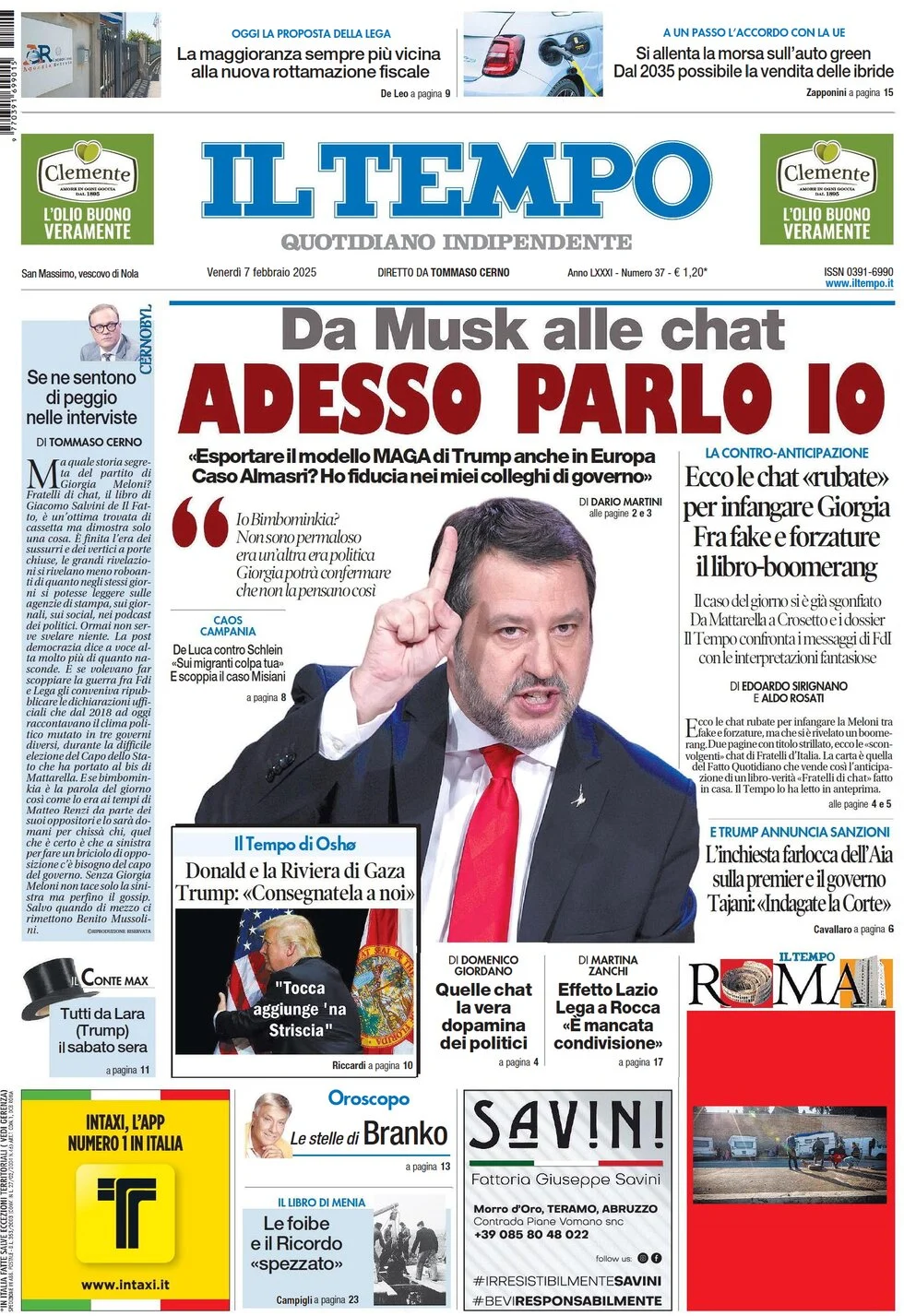 anteprima della prima pagina di il-tempo del 07/02/2025