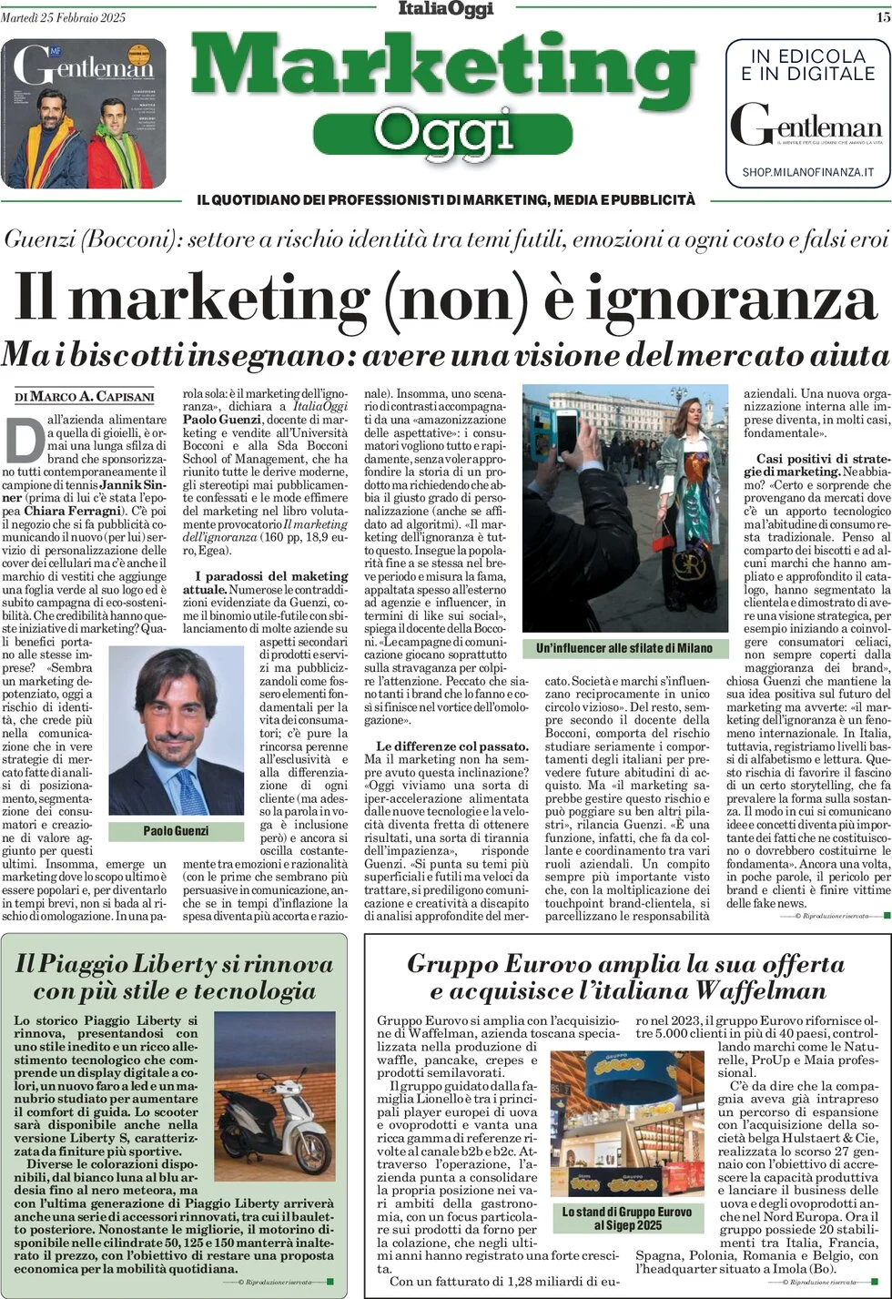 anteprima della prima pagina di marketing-oggi del 25/02/2025