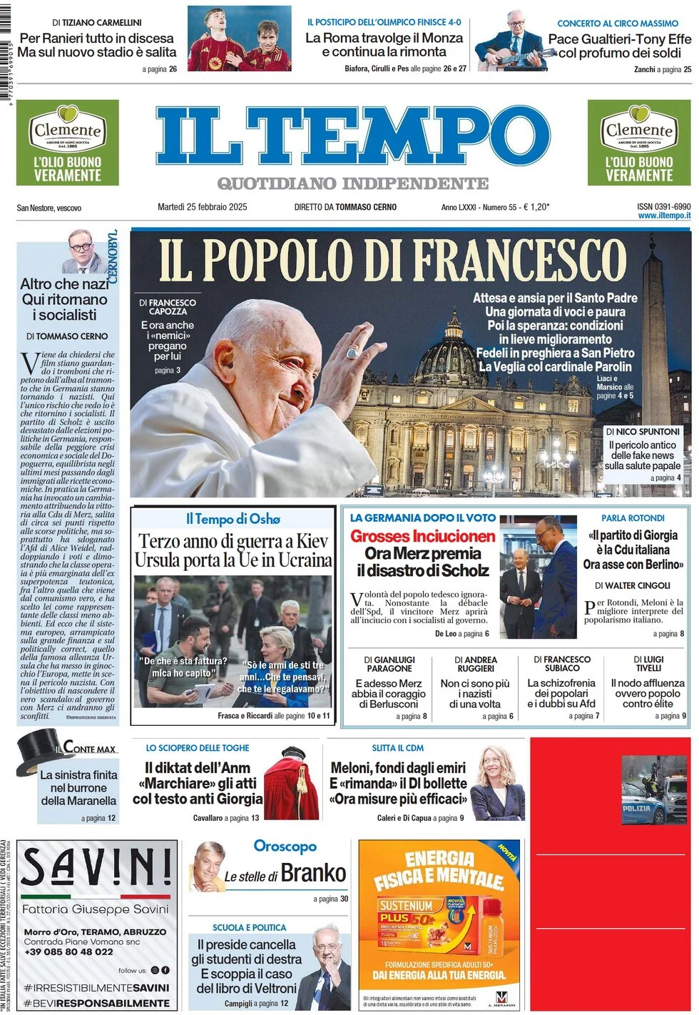 anteprima della prima pagina di il-tempo del 25/02/2025