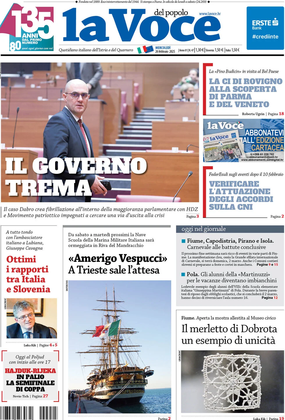 anteprima della prima pagina di la-voce-del-popolo del 26/02/2025