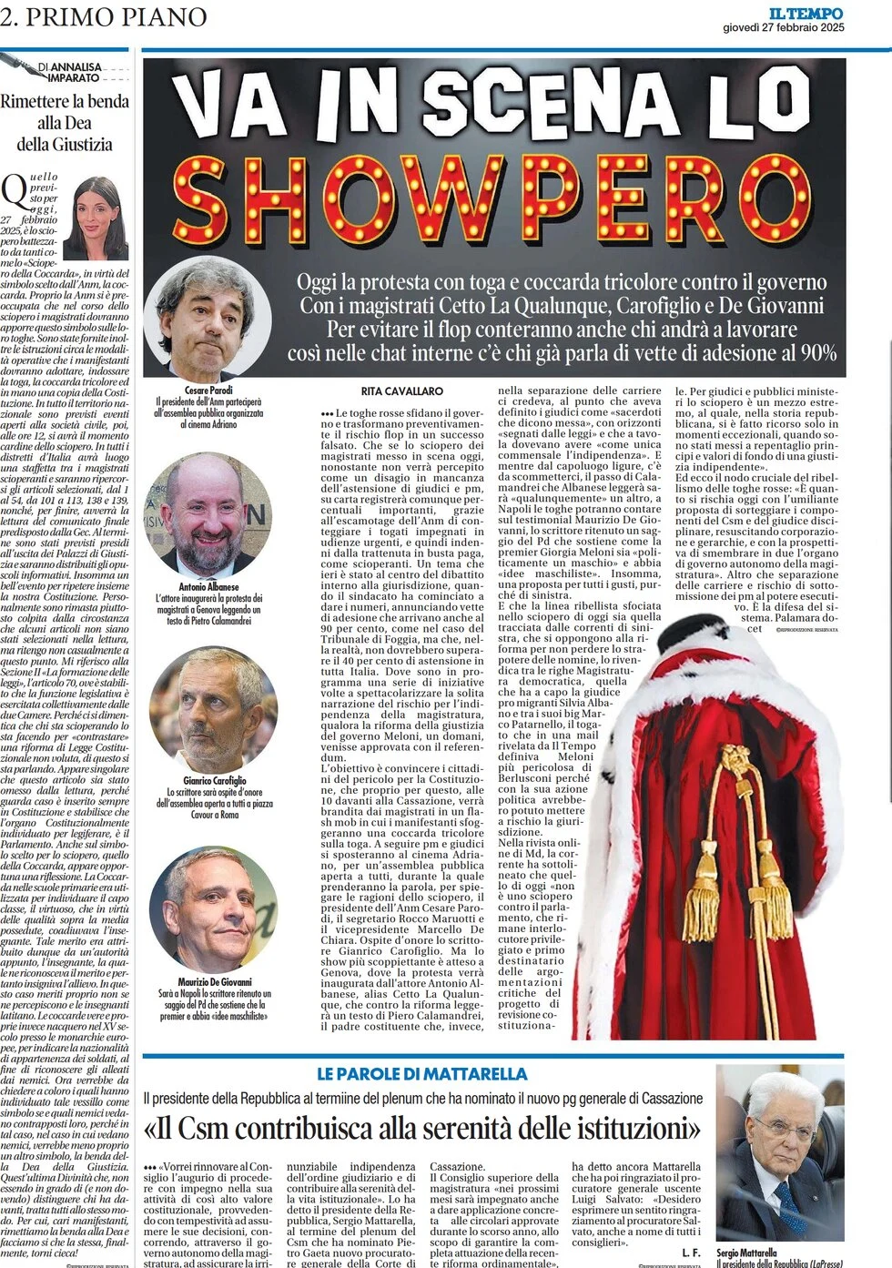 anteprima della prima pagina di il-tempo del 27/02/2025