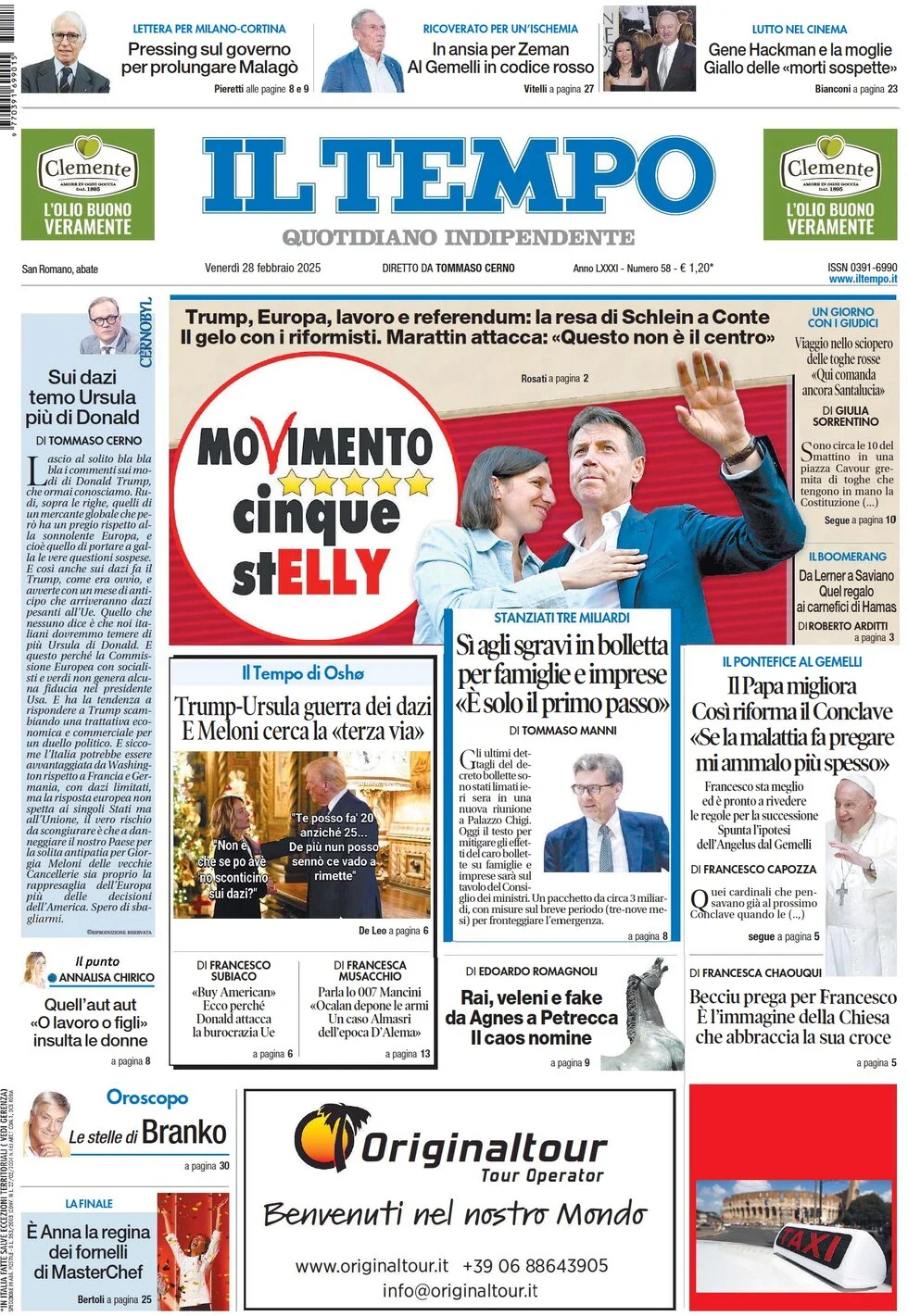 anteprima della prima pagina di il-tempo del 28/02/2025