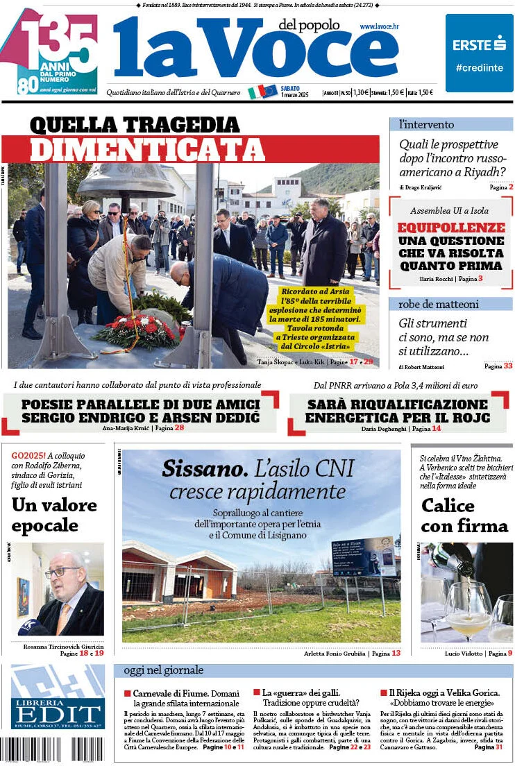 anteprima della prima pagina di la-voce-del-popolo del 01/03/2025
