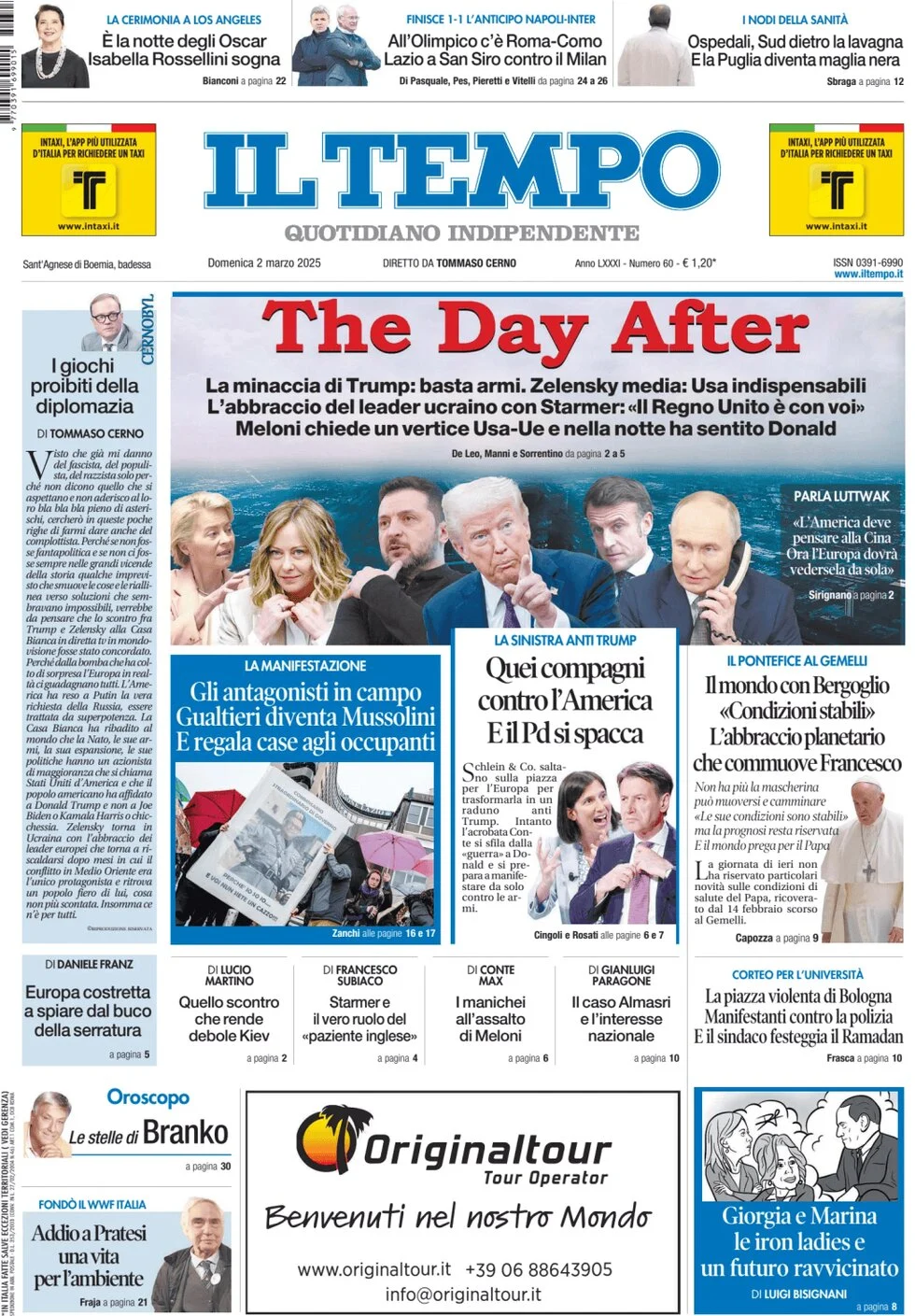 anteprima della prima pagina di il-tempo del 02/03/2025