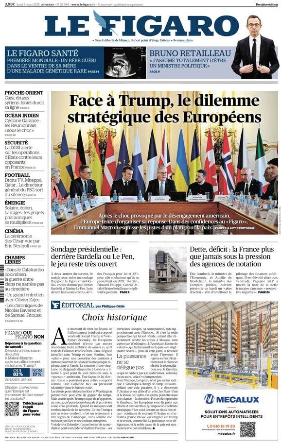 anteprima della prima pagina di Le Figaro