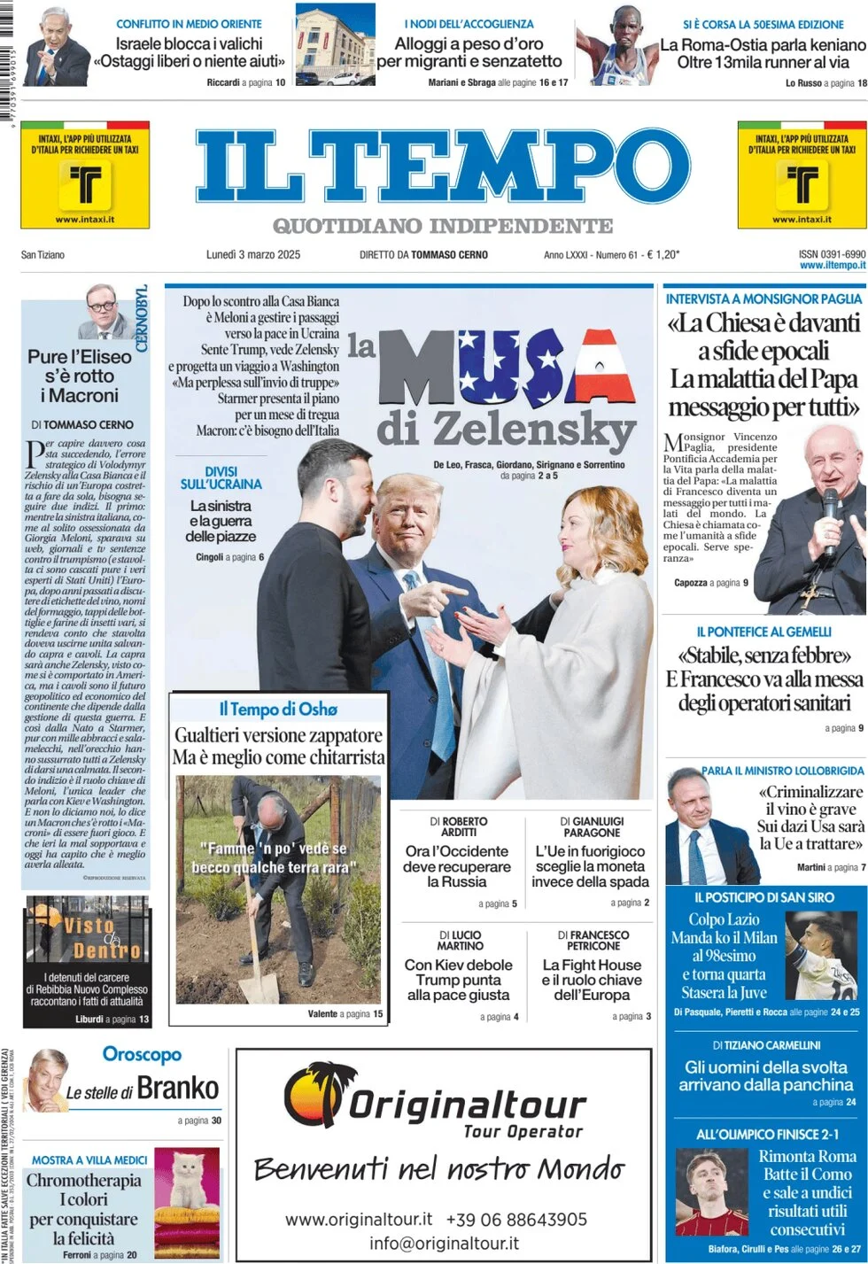 anteprima della prima pagina di il-tempo del 03/03/2025