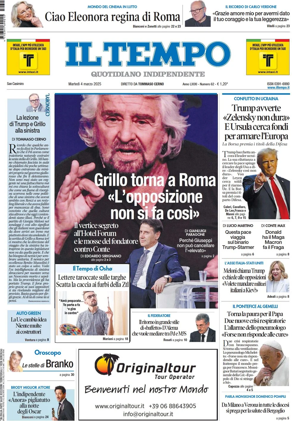 anteprima della prima pagina di il-tempo del 04/03/2025