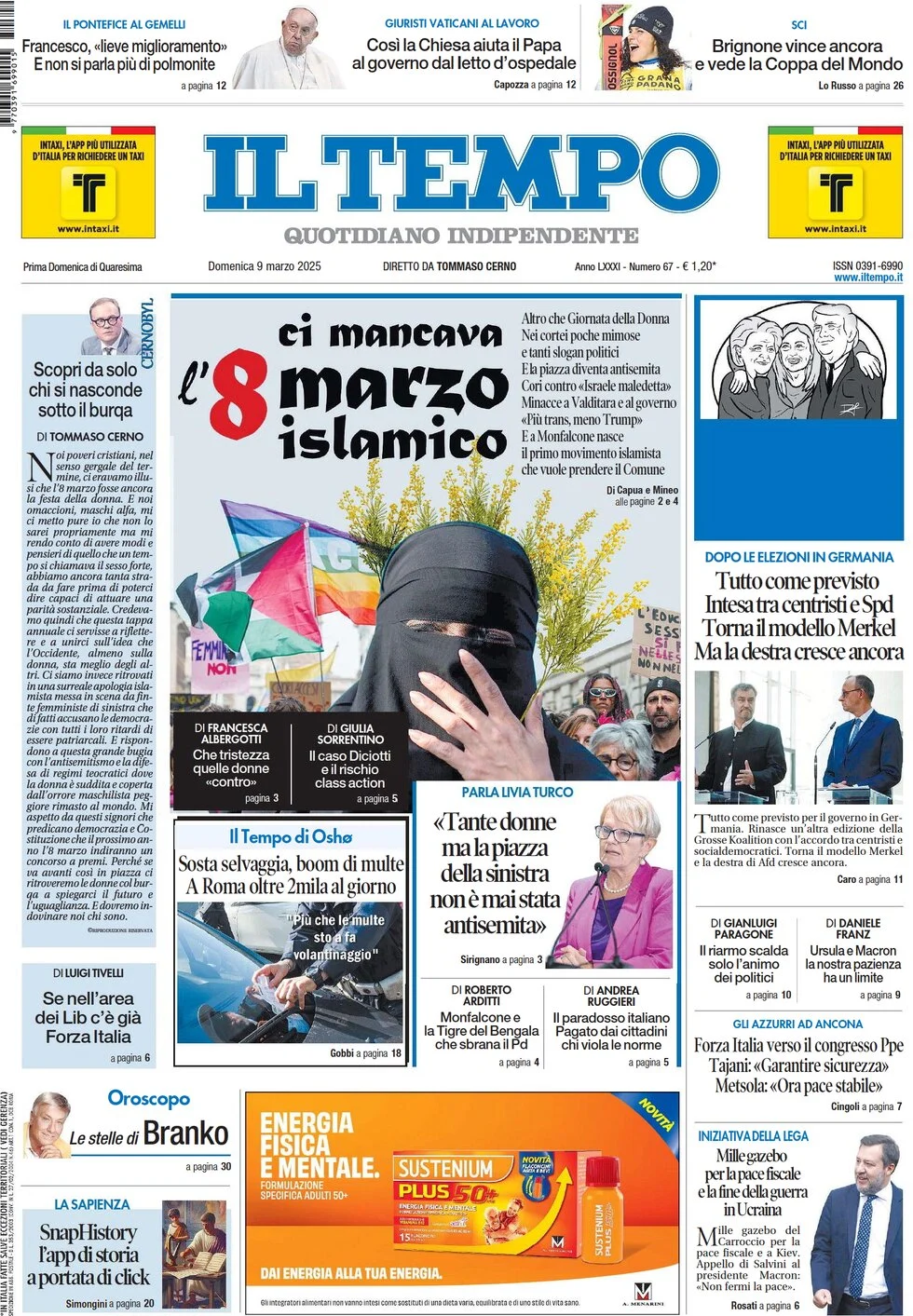 anteprima della prima pagina di il-tempo del 09/03/2025