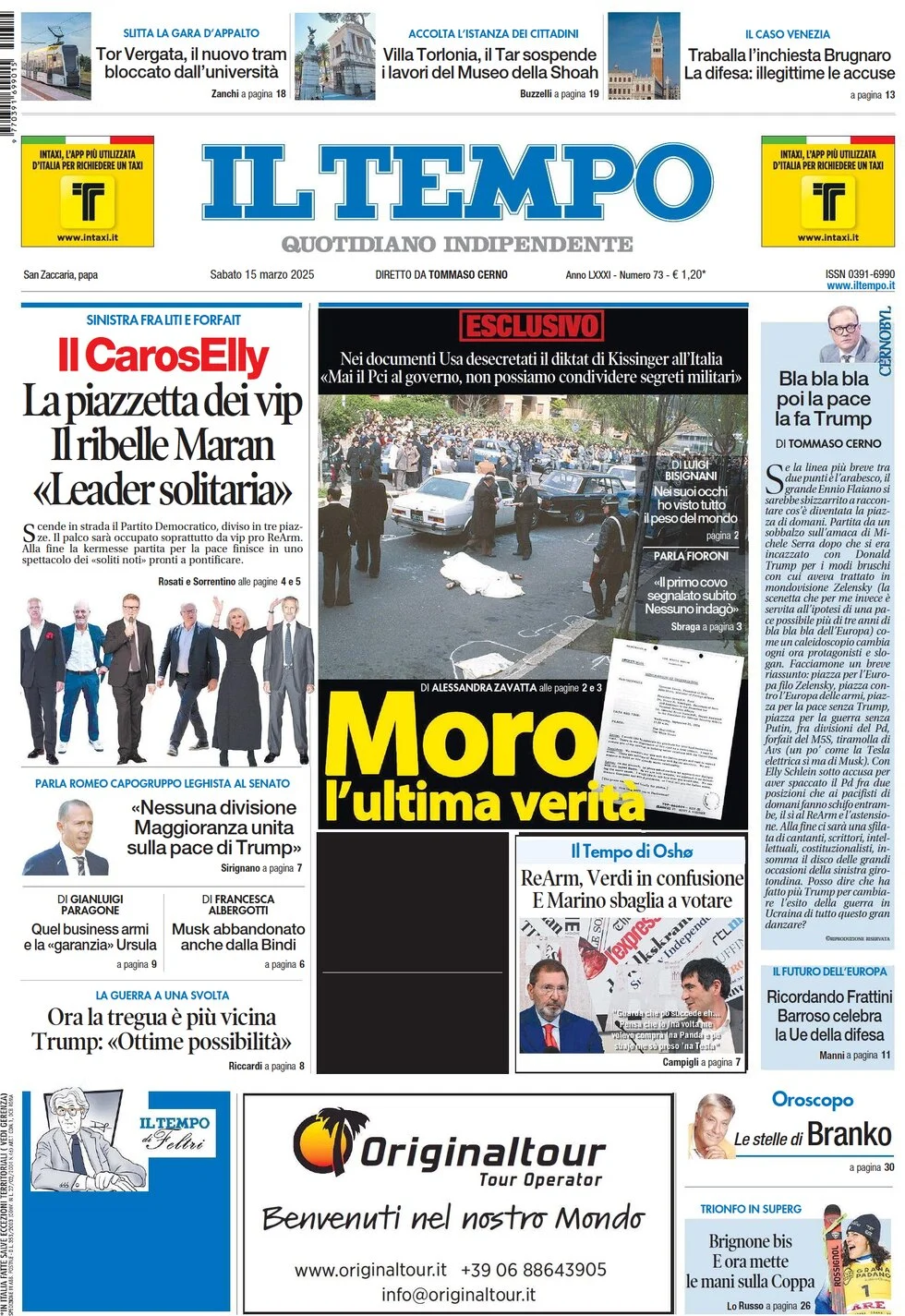 anteprima della prima pagina di il-tempo del 15/03/2025