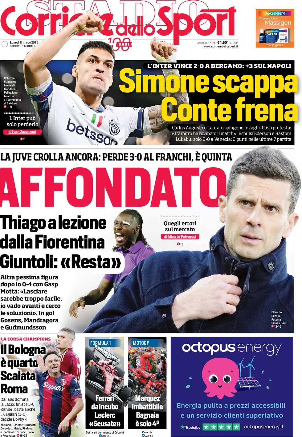 anteprima della prima pagina di corriere-dello-sport del 17/03/2025