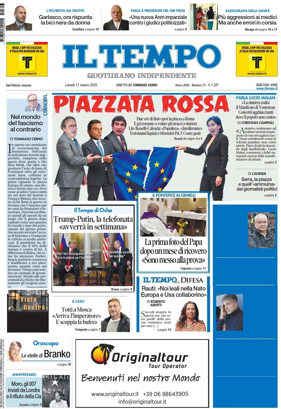 anteprima della prima pagina di il-tempo del 17/03/2025