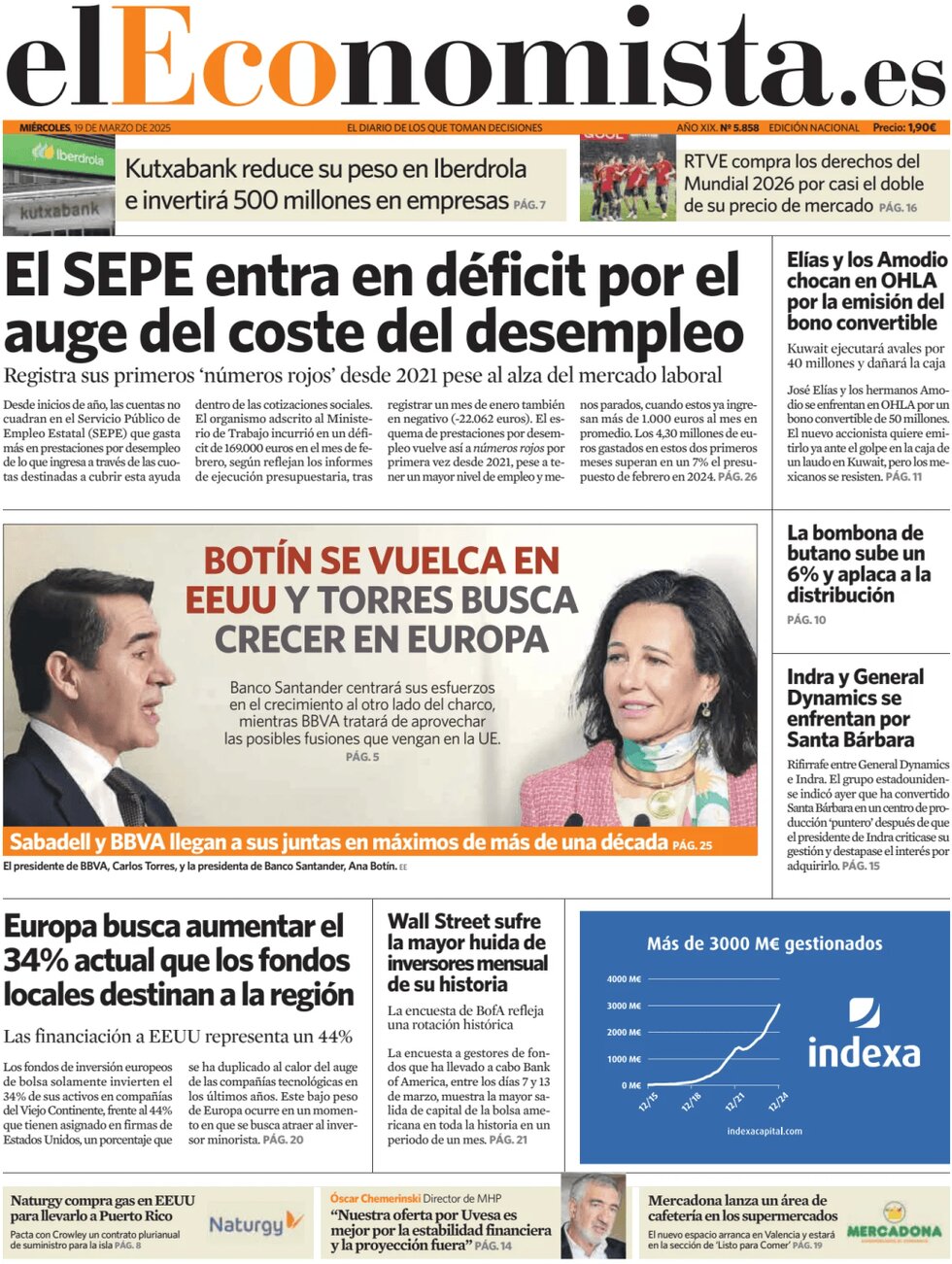 anteprima della prima pagina di el-economista del 19/03/2025