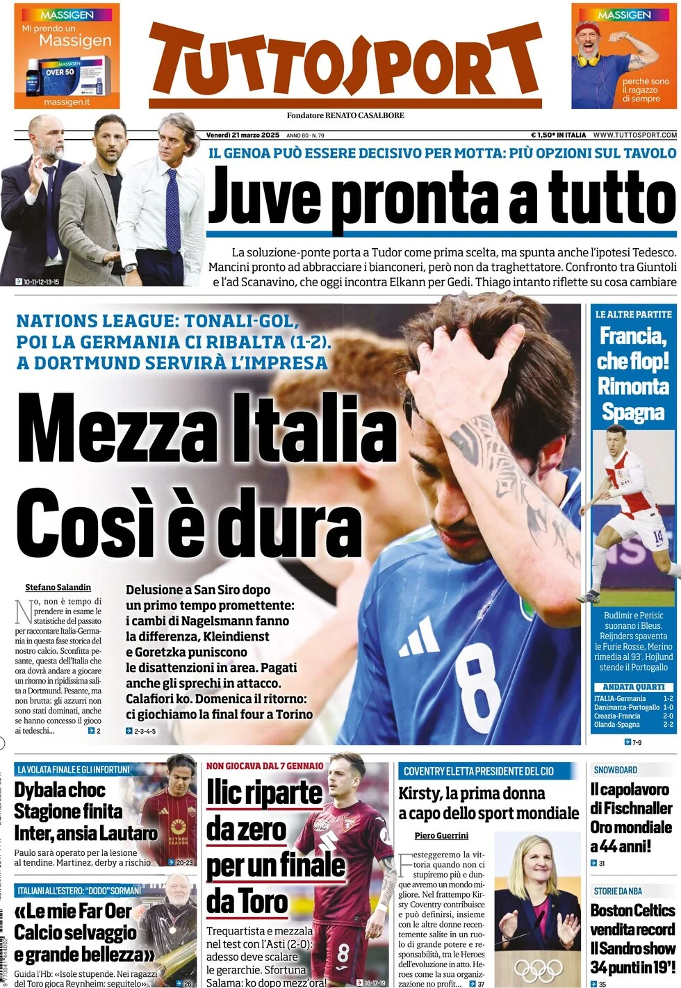 Anteprima prima pagina della rasegna stampa di ieri 2025-03-21 - tuttosport/