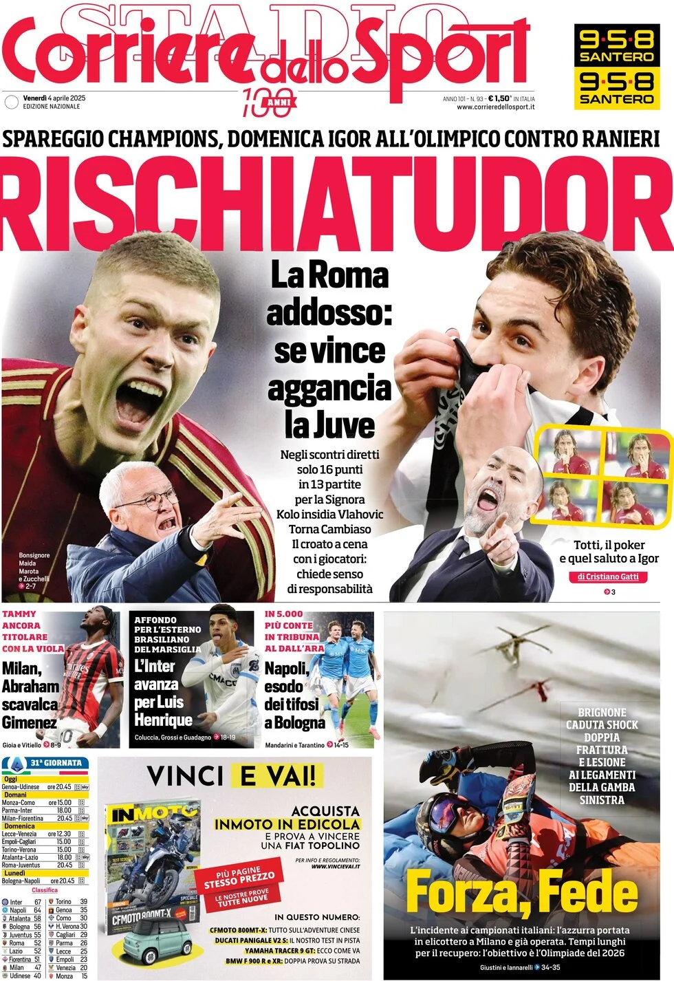 anteprima della prima pagina di corriere-dello-sport del 04/04/2025