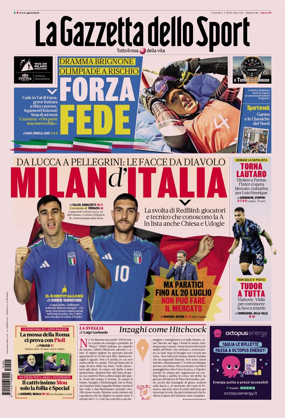 anteprima della prima pagina di la-gazzetta-dello-sport del 04/04/2025