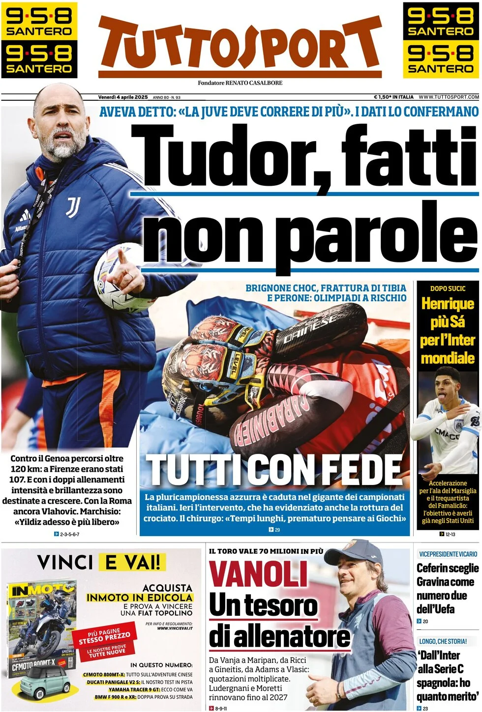 anteprima della prima pagina di tuttosport del 04/04/2025