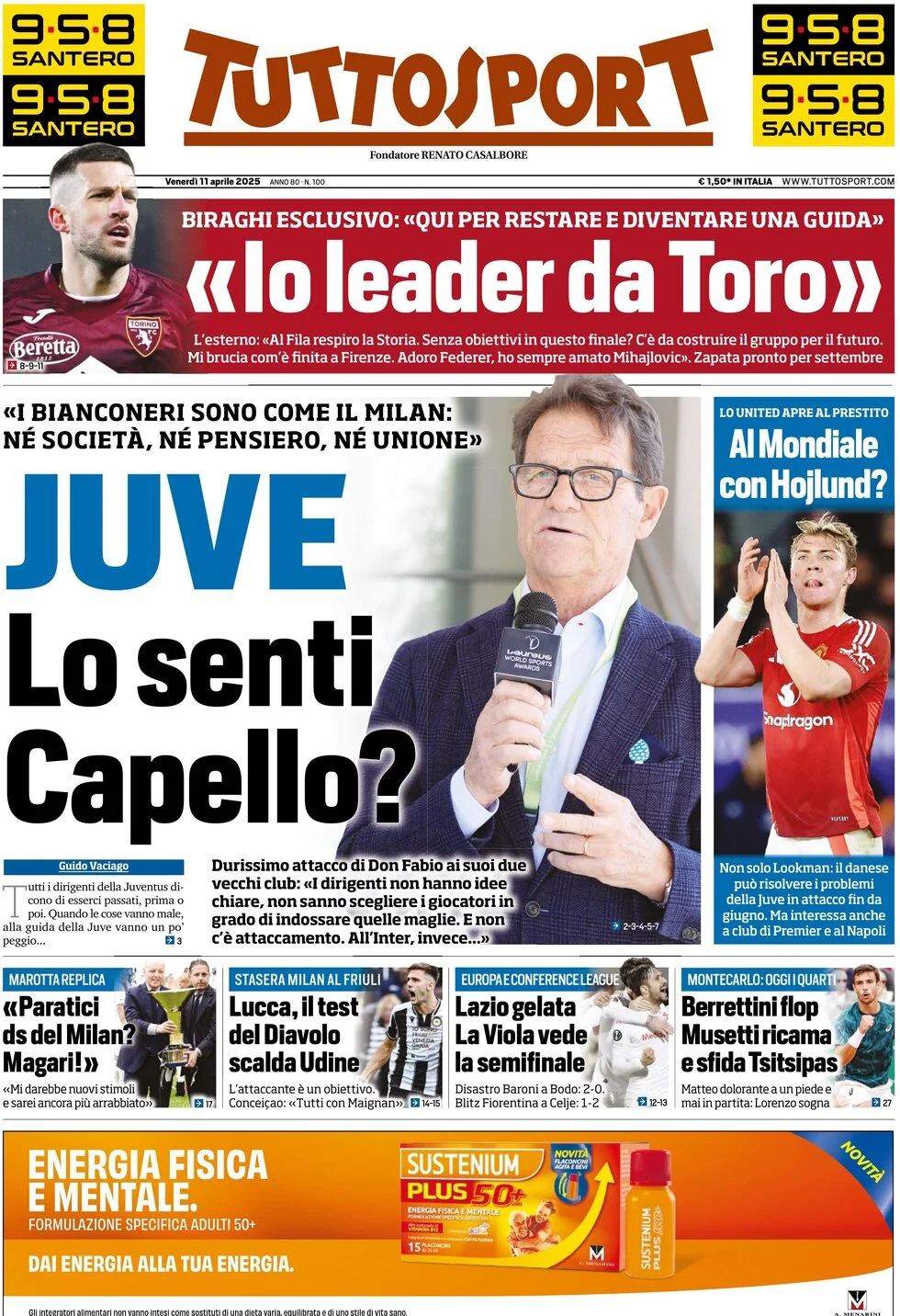 anteprima della prima pagina di tuttosport del 11/04/2025